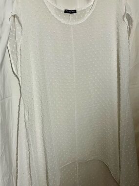 cha cha vente White Swiss Dot Scoop Neck Tunic